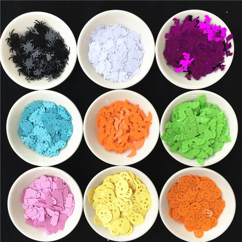 50 г/лот пауки тыква летучая мышь Ведьма призрак свободные блестки для Хэллоуина