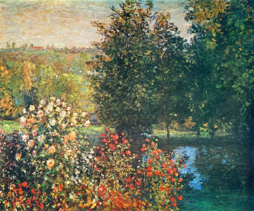 

High quality Oil painting Canvas Reproductions Roses in the Hoshede`s Garden at Montregon By Claude Monet Painting hand painted