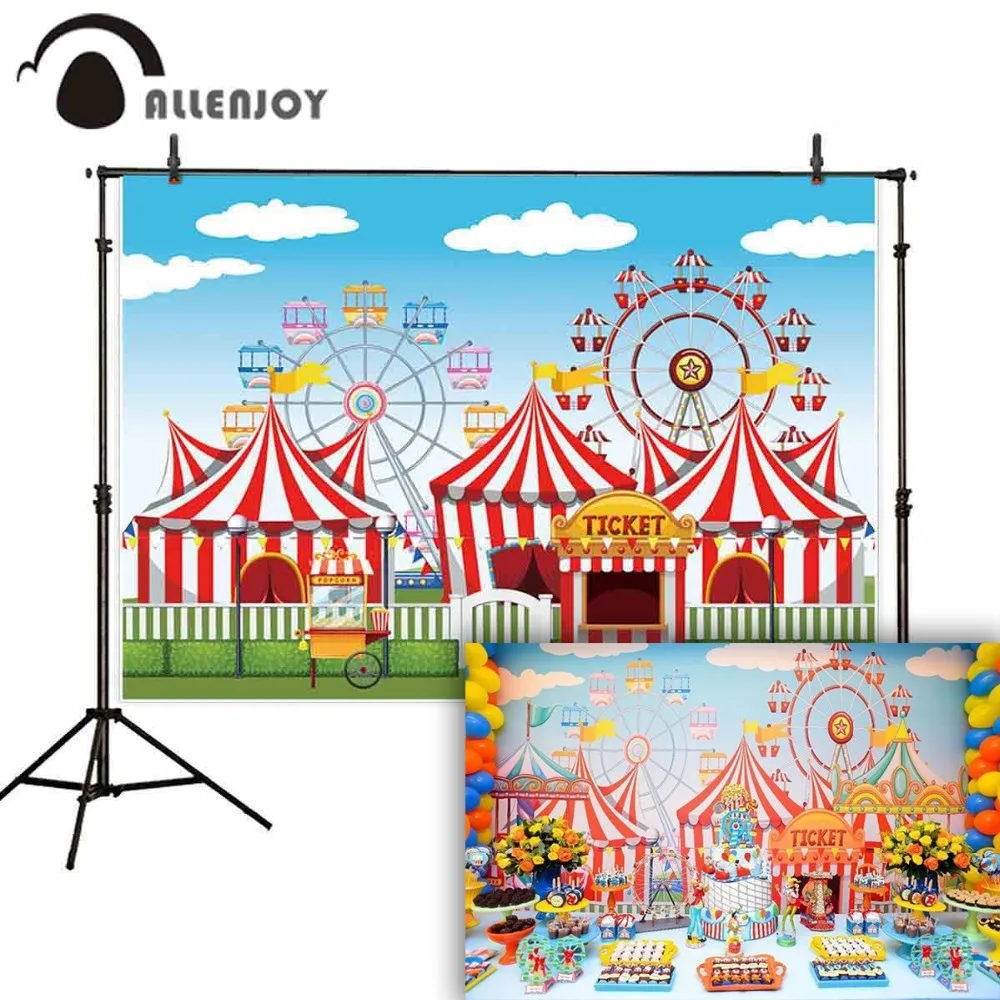 Allenjoy фон для фотографии цирковая занавеска колесо обозрения мультфильм дети