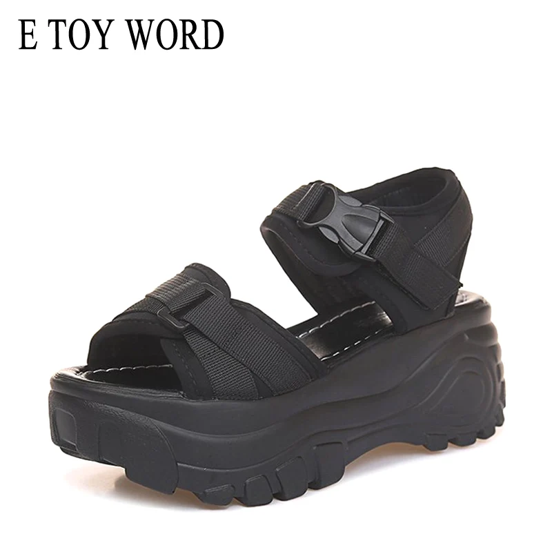 E TOY/женские босоножки; коллекция года; женские сандалии на платформе; женские сандалии на танкетке; женская обувь на высоком каблуке 6 см; летние кроссовки; Sandalia Mujer