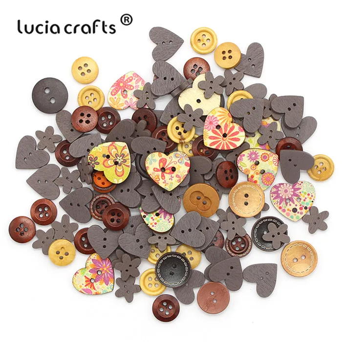 Color 1 Lucia crafts 50 шт 15-25 мм смешанные стили деревянные пуговицы для рождественские вечерние украшения для самостоятельного пошива одежды аксессуары ручной работы E0607 - Цвет: Color 1