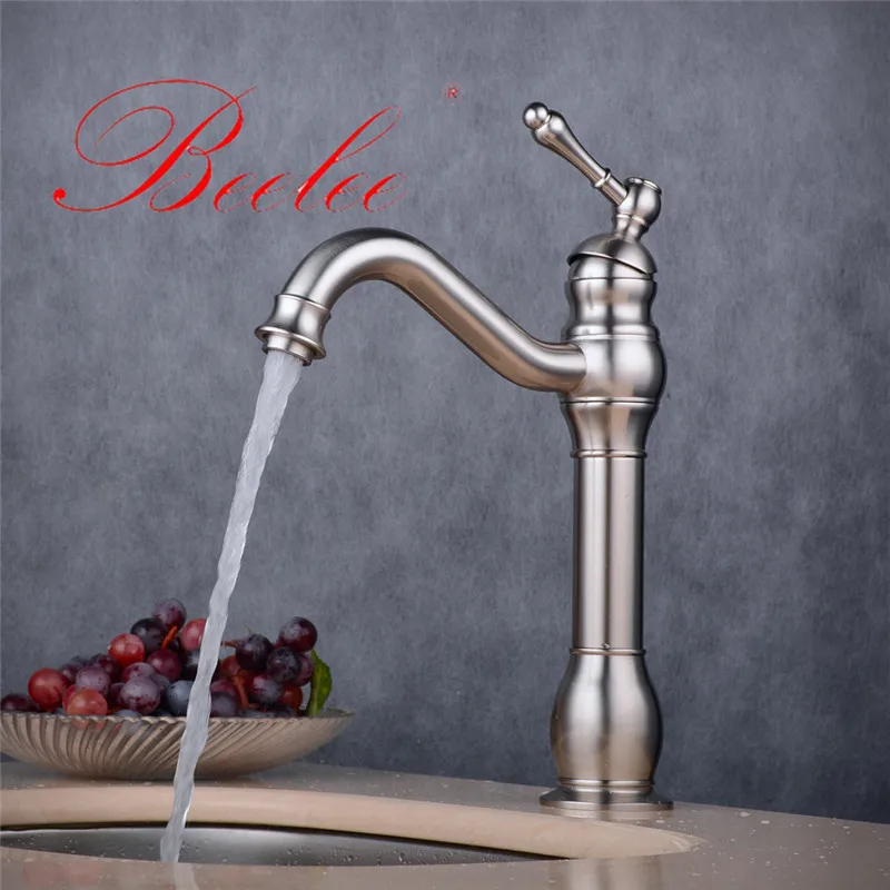 Beelee смеситель для раковины в ванную комнату черный и никелевый с одним