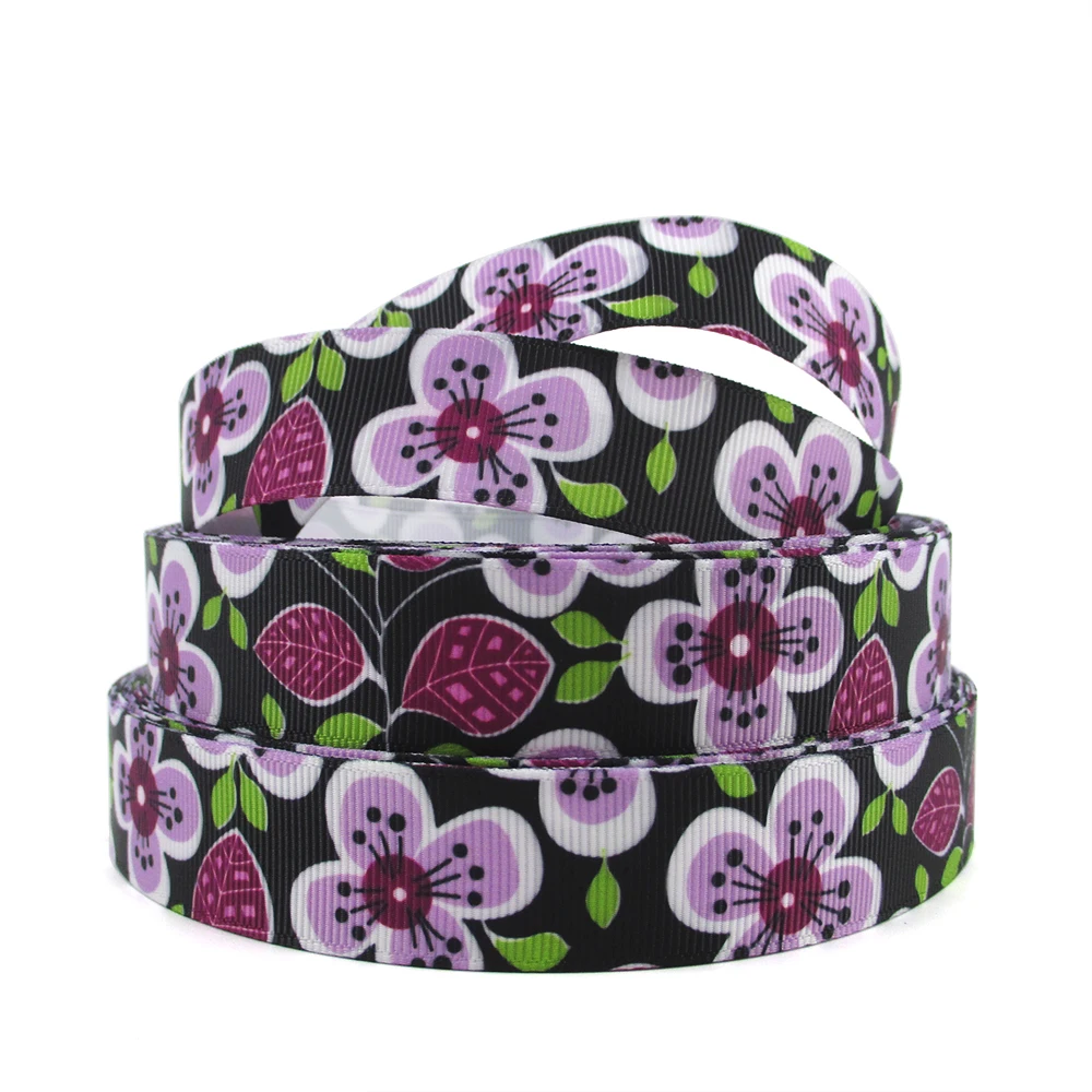 David accessories 7/" 22 мм мягкие чехлы с изображением цветов с принтом резинка из полиэстера 10 метров, материалы для ручных поделок, Свадебная подарочная упаковка, 10Y53311