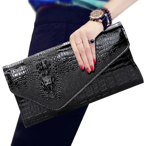wallet women clutch bag high quality crocodile handbag black envelope female long wallets luxury brand bags free global shipping