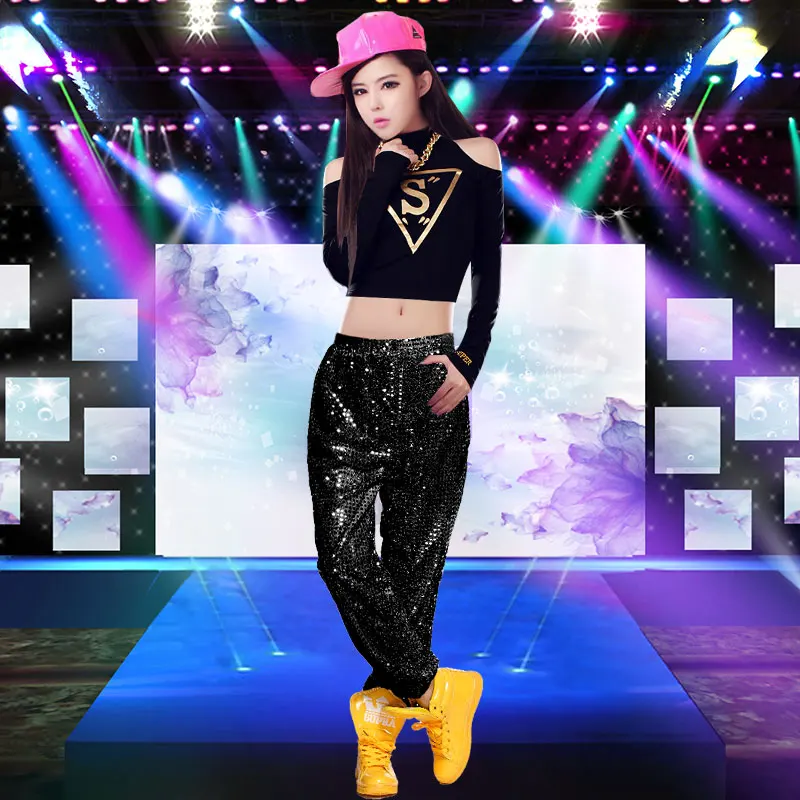 Корейский Новый женский хип хоп блестки Сценические костюмы для выступления