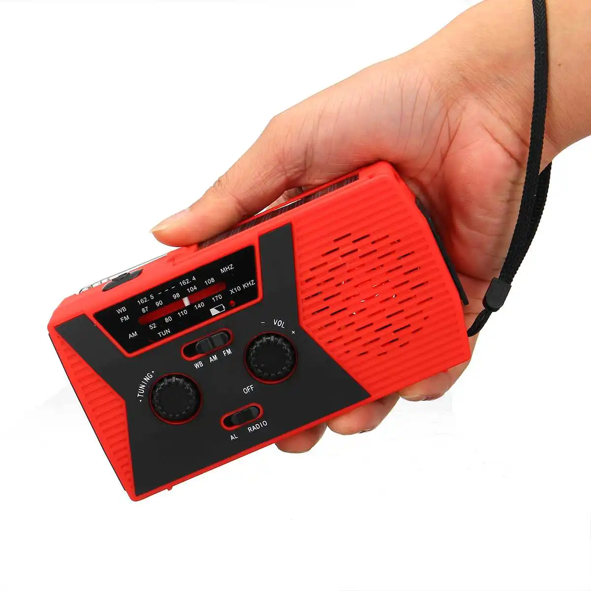 Red AM/FM/WB радио солнечное зарядное устройство, аварийное самопортативное Ручное Зарядное устройство, погодное зарядное устройство 2000 мАч - Цвет: Red