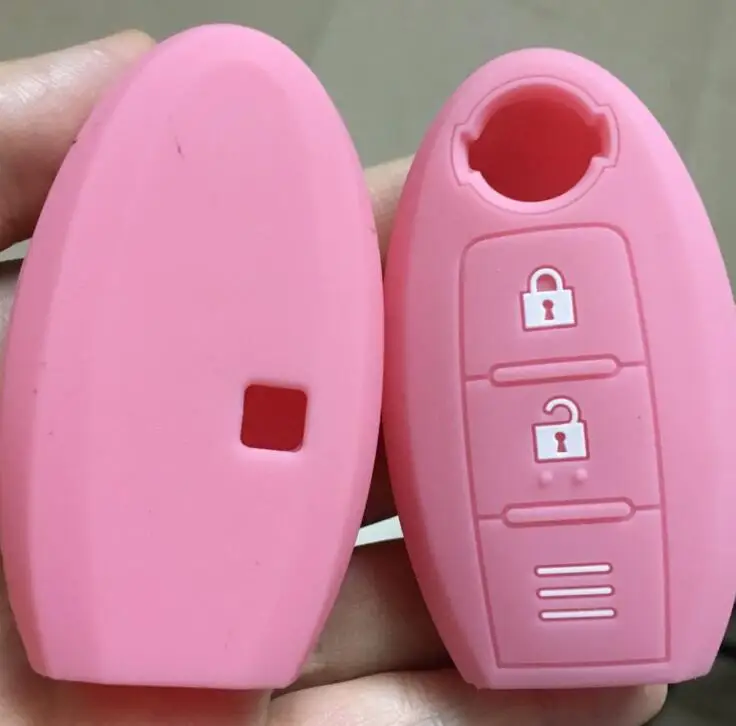 pink 3 кнопки силиконовый автомобильный чехол для брелка с ключом для Nissan Micra Murano Juke Alissa Pulsar x-trail note almera Altima дистанционно Защищенный - Название цвета: pink