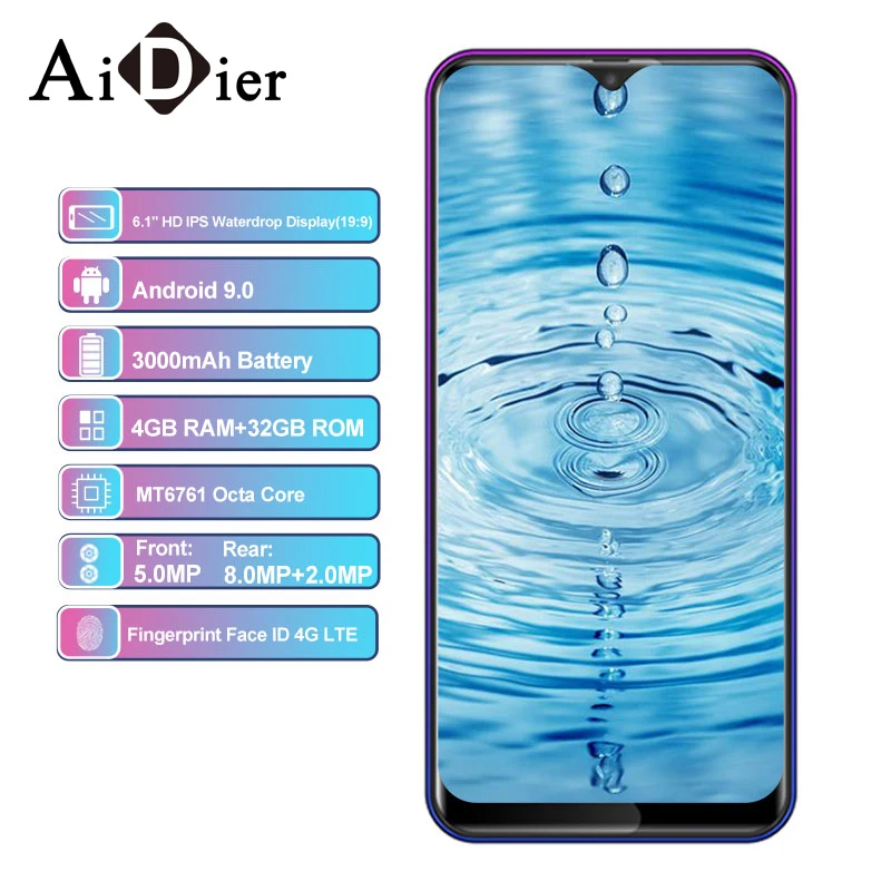 LEAGOO M13 капли воды экран Android 9 0 смартфон 19:9 6 1 &quotдюймов 3000 mAh 4 GB 32 MT6761 Quad core Face ID 4G LTE |