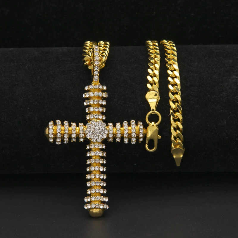 Manerson ювелирные изделия Хип хоп Bling кулон крест со стразами кубинская цепь Европа