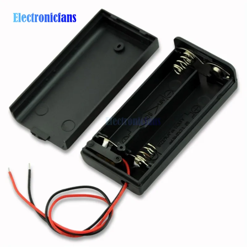 Чехол для хранения 2 батарей AA пластиковый контейнер держатель с кабельным