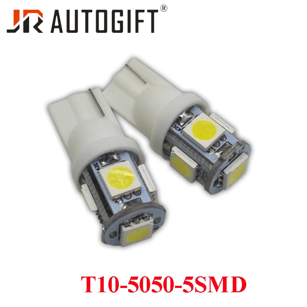 200PCS 12 V/24 V Авто-Стайлинг T10 габаритный фонарь T10 5050 5SMD белый красные, синие с принтом в виде зеленой машинки, авто светодиодный T10 194 W5W Клин лампочки лампы