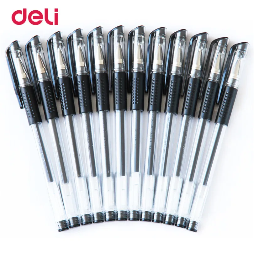 Deli Pen 12 шт. 0 5 мм гелевые ручки поставки стационарная гелевая ручка для студентов