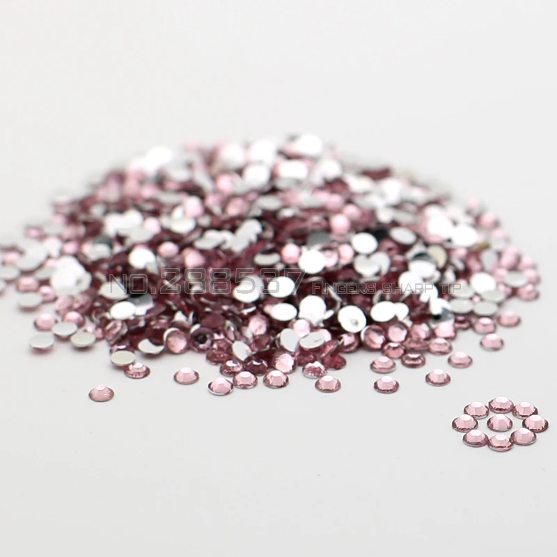 Искусственные кристаллы светло розовые Стразы для ногтей 1000 шт. с плоской задней