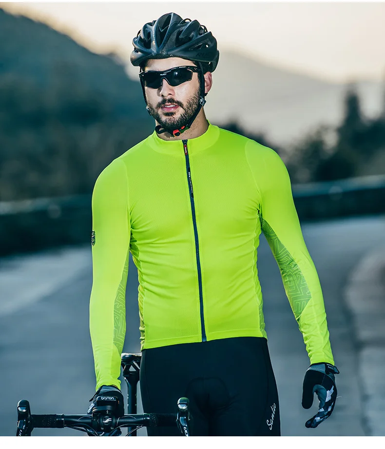 Santic 4 цвета Осенняя мужская велосипедная куртка с длинным рукавом Ciclismo анти-УФ дышащая куртка для шоссейного велосипеда Верхняя рубашка одежда
