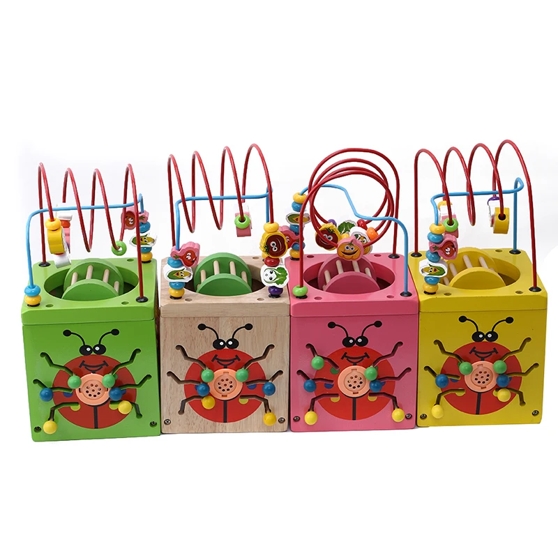 Baby Wooden Round Beads Maze Activity Cube Blocks Multifunction Early Learning Educational Cognition Toys | Игрушки и хобби