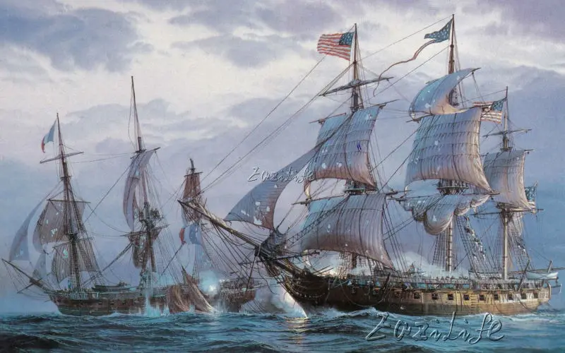 Canvas Print Ship Naval Battle Oil Painting Art Picture Printed on 6 | Дом и сад