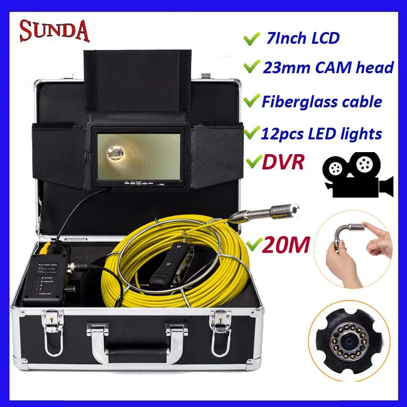 Подводная камера с кабелем 20 м промышленная эндоскоп ЖК дисплеем запись видео 12 в