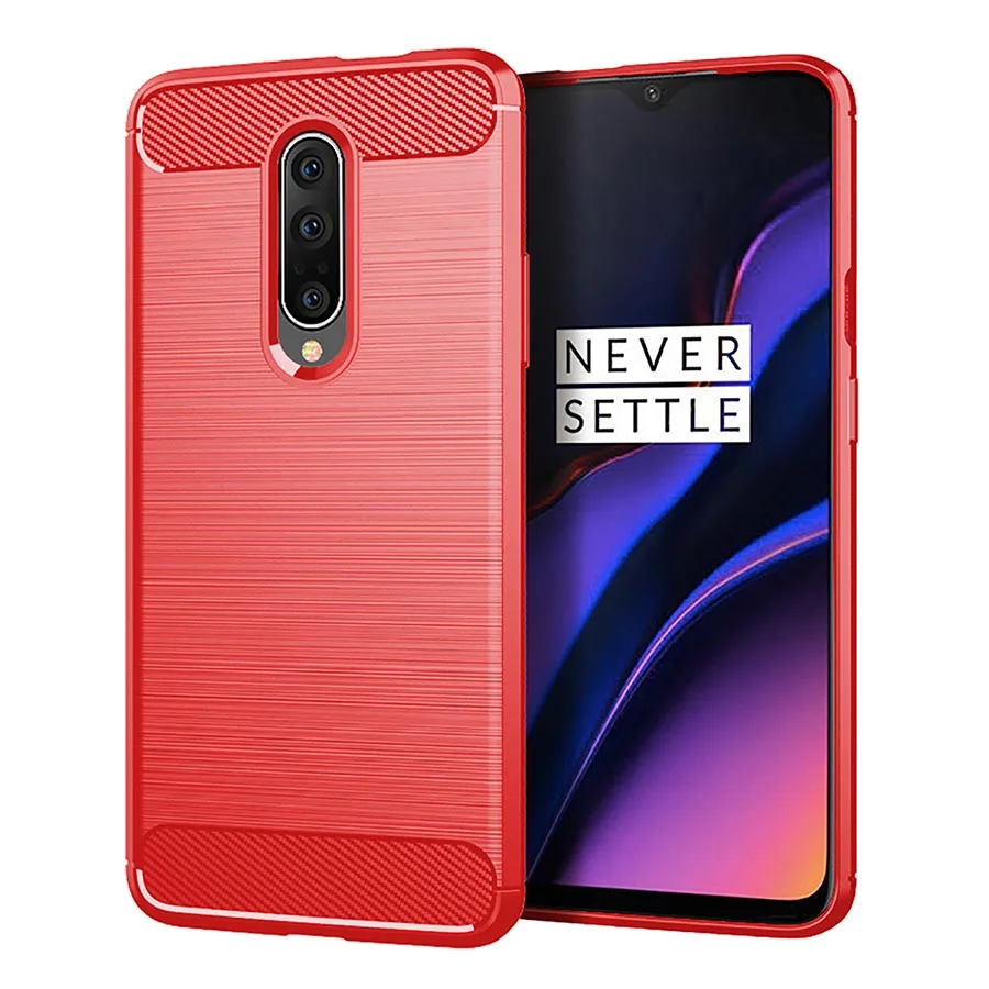 Red RIJOW Global чехол s для Oneplus 7 Чехол для One plus 7T задняя крышка телефона из углеродного волокна Мягкий ТПУ защитный OnePlus 7T Pro роскошный - Цвет: Red
