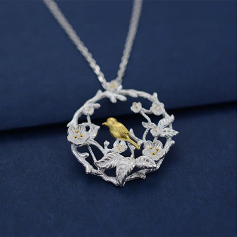 Женское Ожерелье с цветком сливы и птицей | Украшения аксессуары