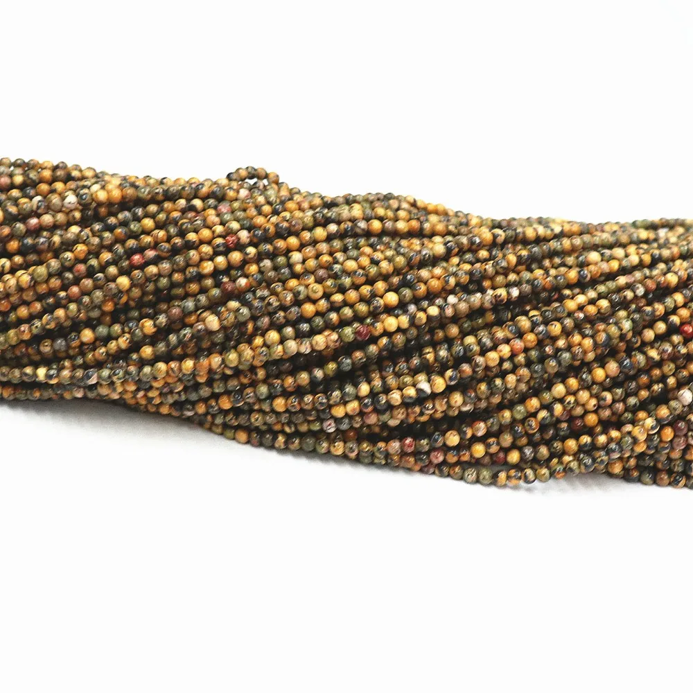 Натуральный Желтый леопардовый камень 2 мм 3 круглые бусины сделай сам ювелирные