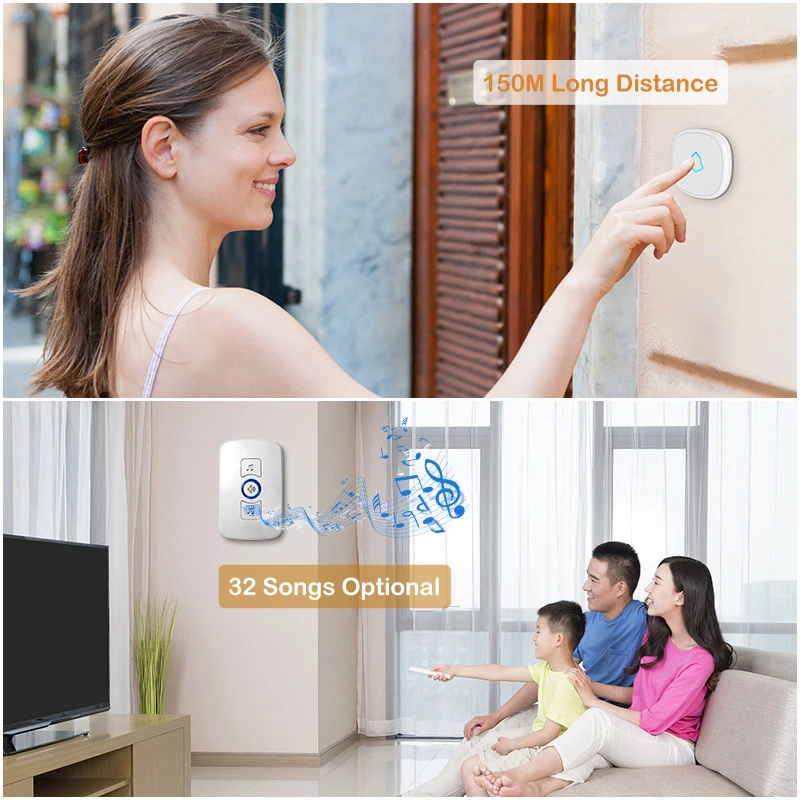 KERUI беспроводной дверной звонок Водонепроницаемая кнопка дверного звонка +