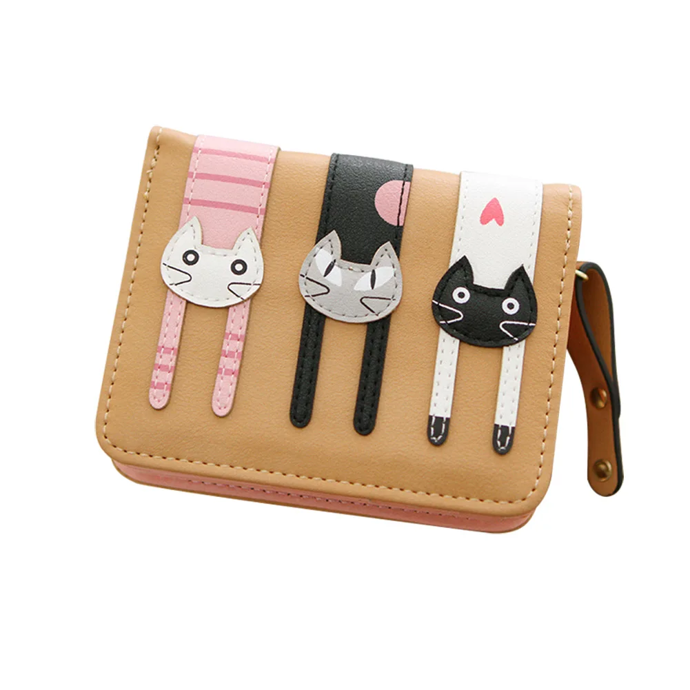 Новинка Женский мини кошелек милый бумажник с кошками держатель для карт на