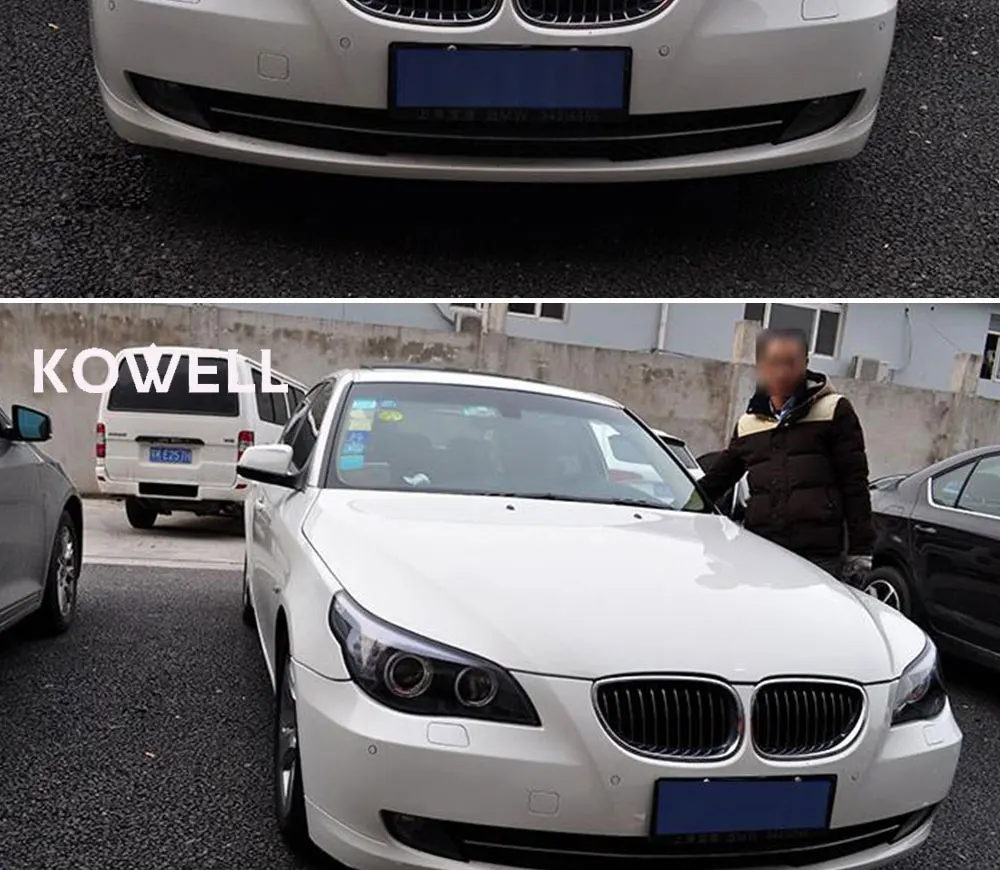Kowell Автомобиль Стайлинг для 5 серии E60 фары 2003-10 для E60 светодиодный налобный фонарь Ангел глаз СИД DRL спереди света Биксеноновая объектив ксенон ч