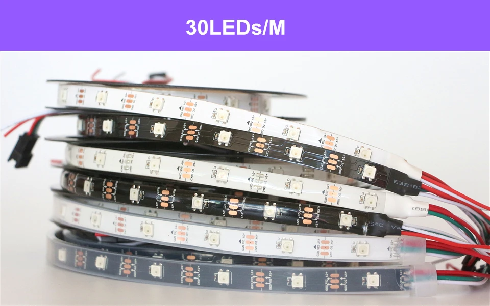 0,5-5 м 30/60/144 светодиодный s/M WS2812B полный Цвет светодиодный пиксель полосы встроенный 2812 чип мечта Цвет SMD5050 RGB 5V светодиодный Диодная лента лампа