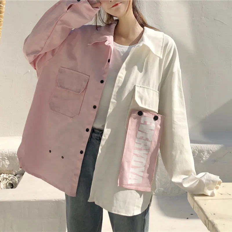 Harajuku джинсовая куртка женская 2019 корейский стиль лоскутные однобортные