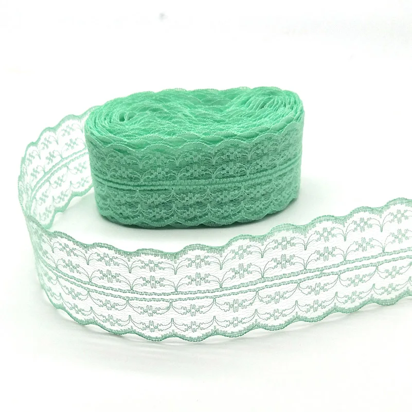 Mint Green 10 ярдов Высокое качество красивое кружево, лента, тесьма 45 мм кружевная отделка DIY вышитые для шитья украшения африканская кружевная ткань лента - Цвет: Mint Green