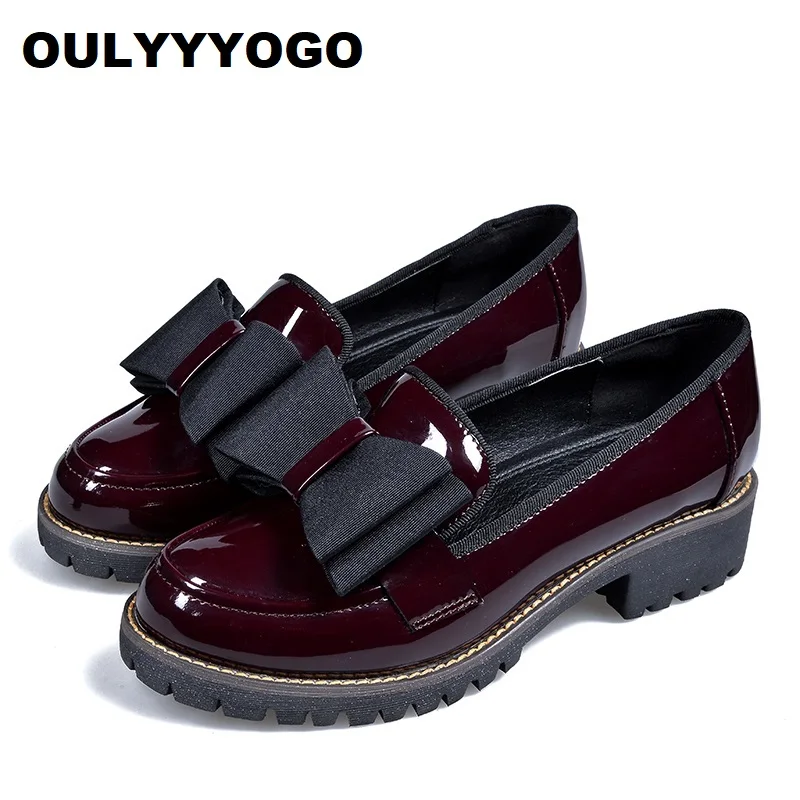 OULYYYOGO весенние женские туфли с круглым носком в британском стиле винтажные