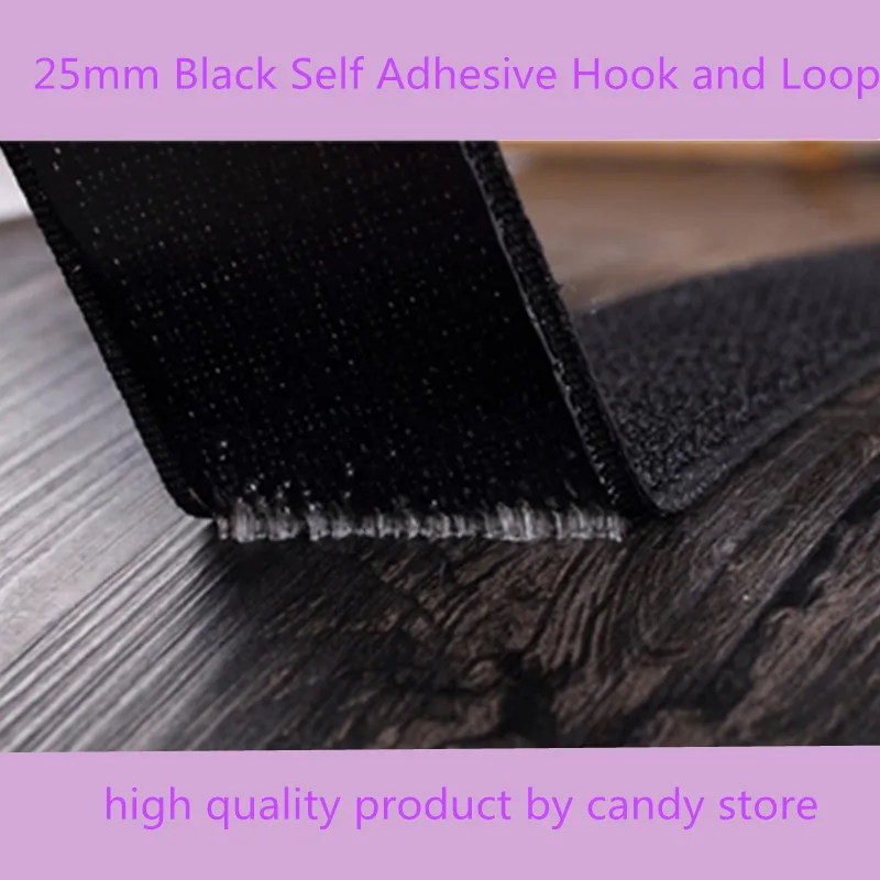 Черный самоклеящийся крючок и липучка 25 мм клейкая черная лента AA7332 | Дом сад