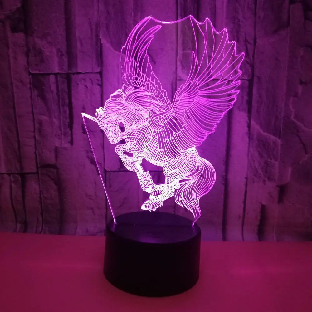Горячие Красочные 3d маленькие ночные настольные лампы для гостиной свет 3d стереовидение ночник стерео Acrylique usb настольная лампа - Цвет абажура: Черный
