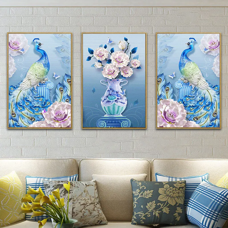 Алмазная вышивка 5D сделай сам мозаика из страз особая форма полный цветок павлин