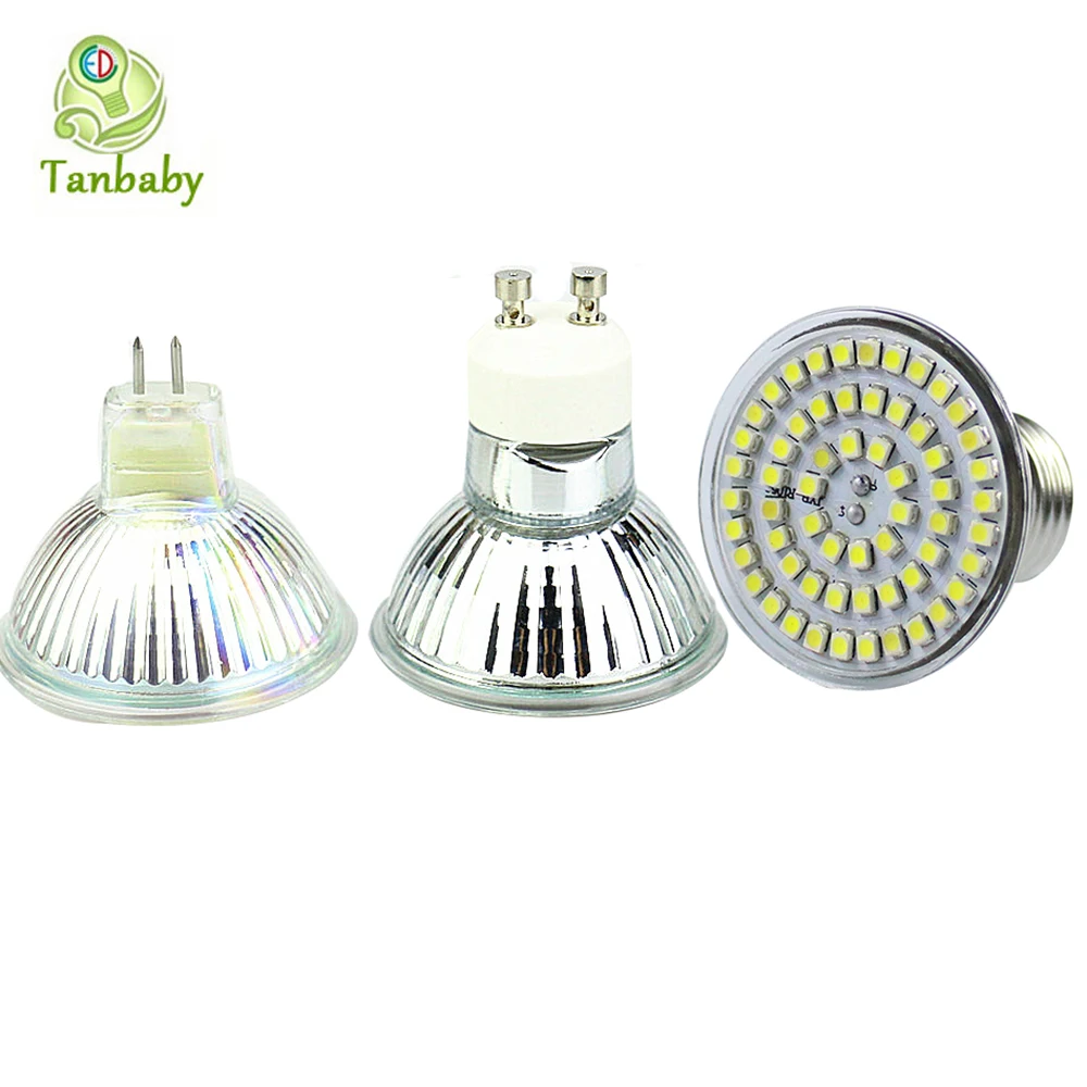 E27 GU10 MR16 точечный светодиодный 60 SMD 3528 стеклянный прожектор для тела AC220V DC12V белый, теплый белый высокий brightnes luminaria teto