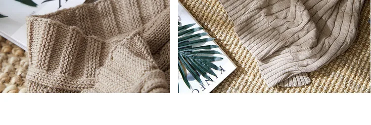 mylb cotton high quality handmade soft knit blanket bed blanket beige, red,brown,blue white, gray, pink knit sofa blanket
