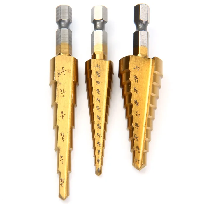 3 шт. Титан покрытием HSS метрики Шаг сверло набор Быстрая смена 0 25 дюймов