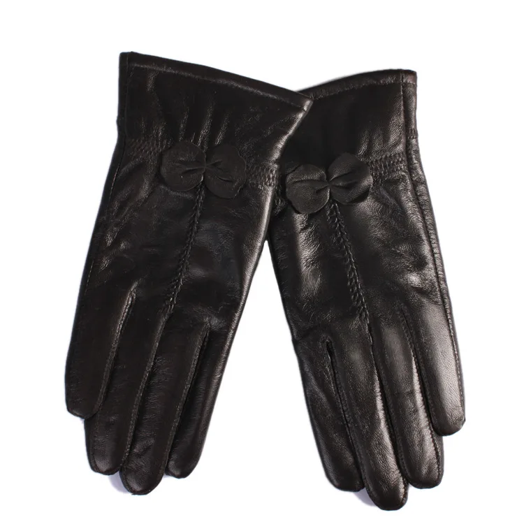 

A49 Ladies' High Quality Bicycle Riding Leather Gloves Women Driving Gloves Sheepskin Velvet Warm Winter Gloves
