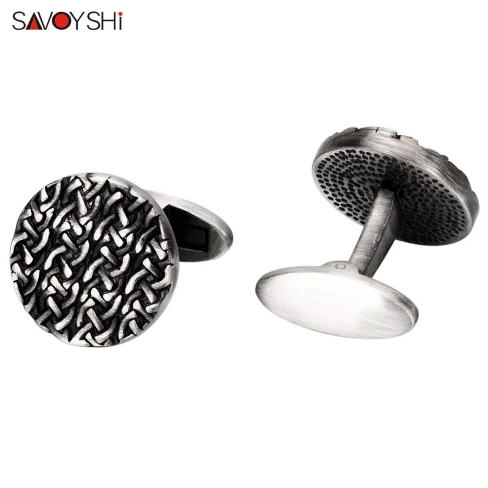Мужские и женские запонки SAVOYSHI высокого качества черные круглые винтажные