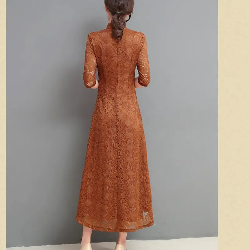 Осень 2019 женское платье новый стиль модное винтажное S 3XL элегантное Cheongsam тонкое