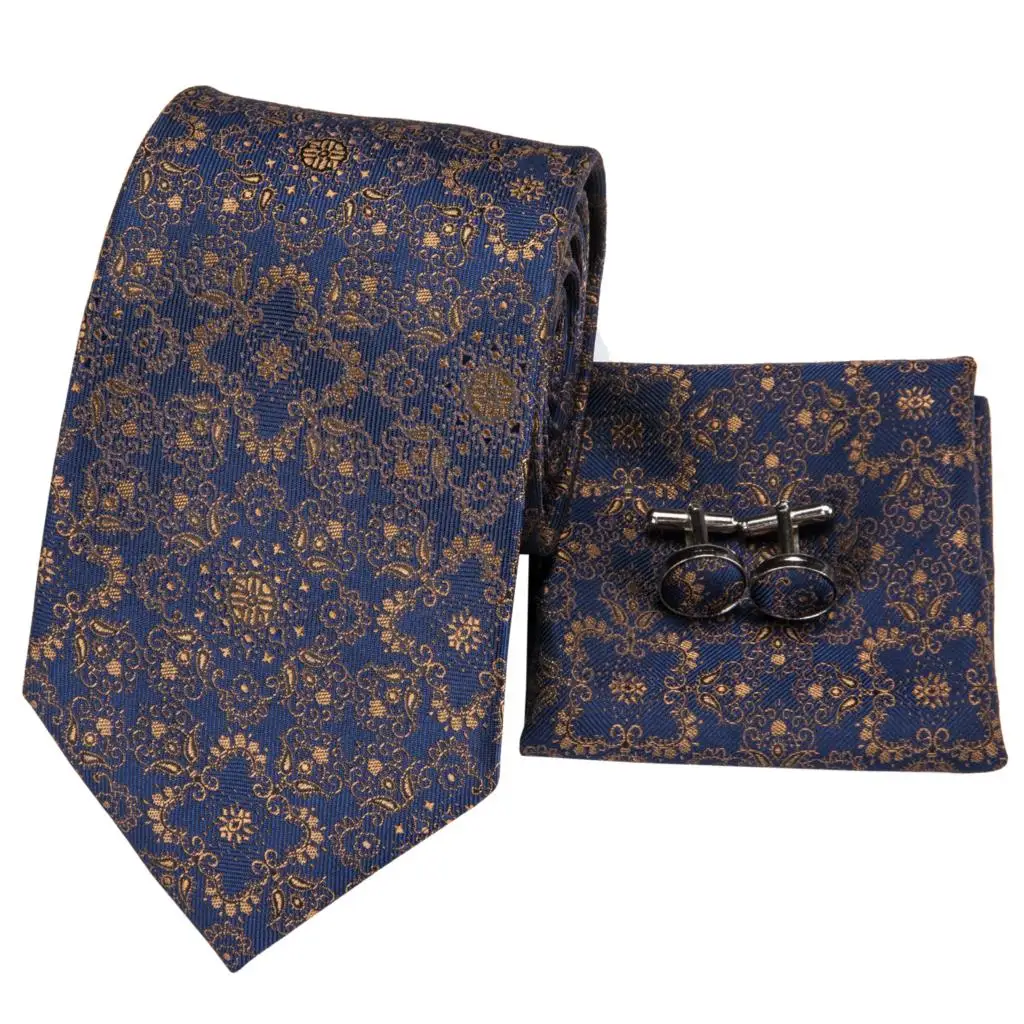 Женский Галстук шелковые тканые мужские галстуки золотой цветочный синий