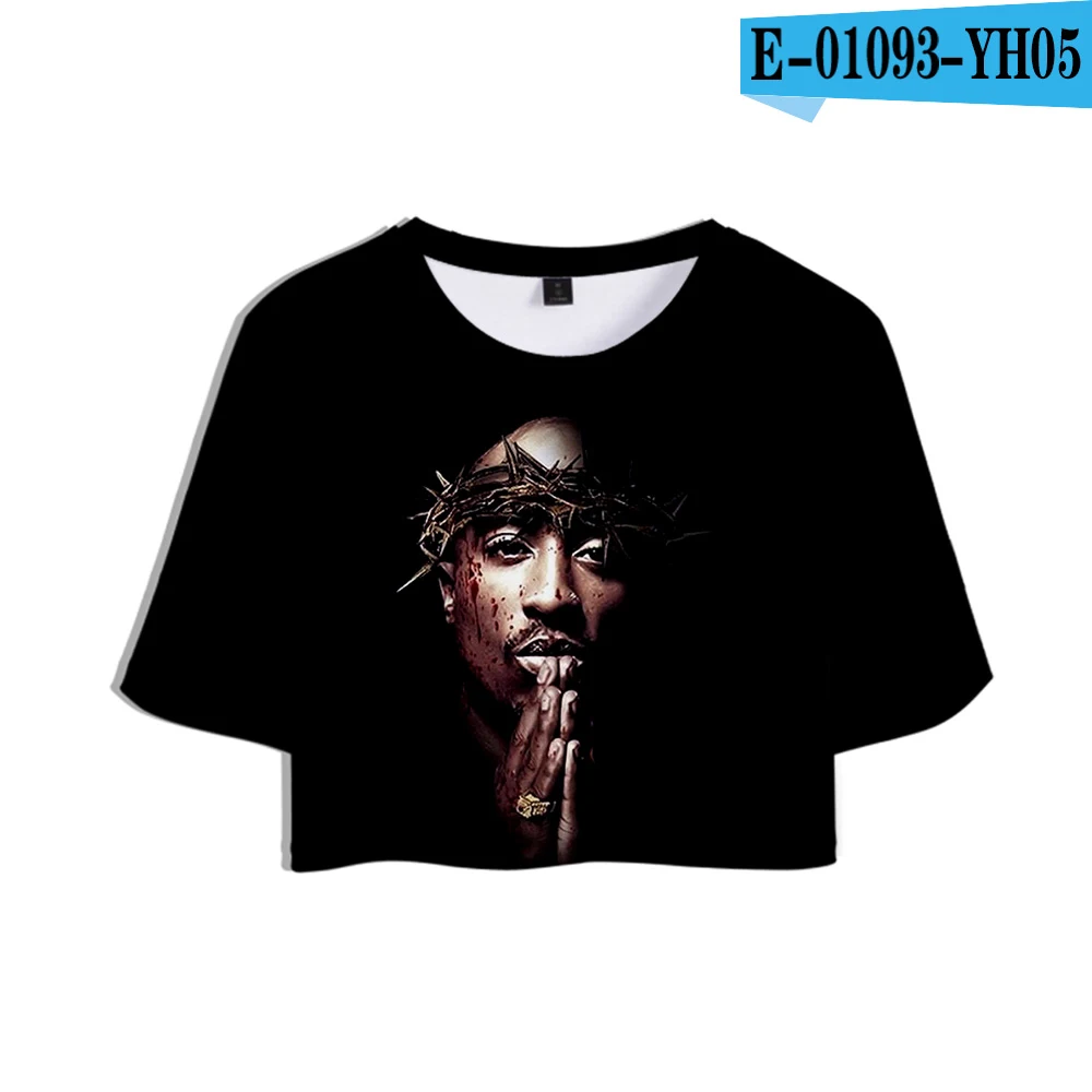 picture color 2Pac Tupac Amaru Shakur 3D принт Midriff-baring футболка женская летняя сексуальные повседневные вещи Harajuku короткий рукав Футболка Горячая Распродажа - Цвет: picture color