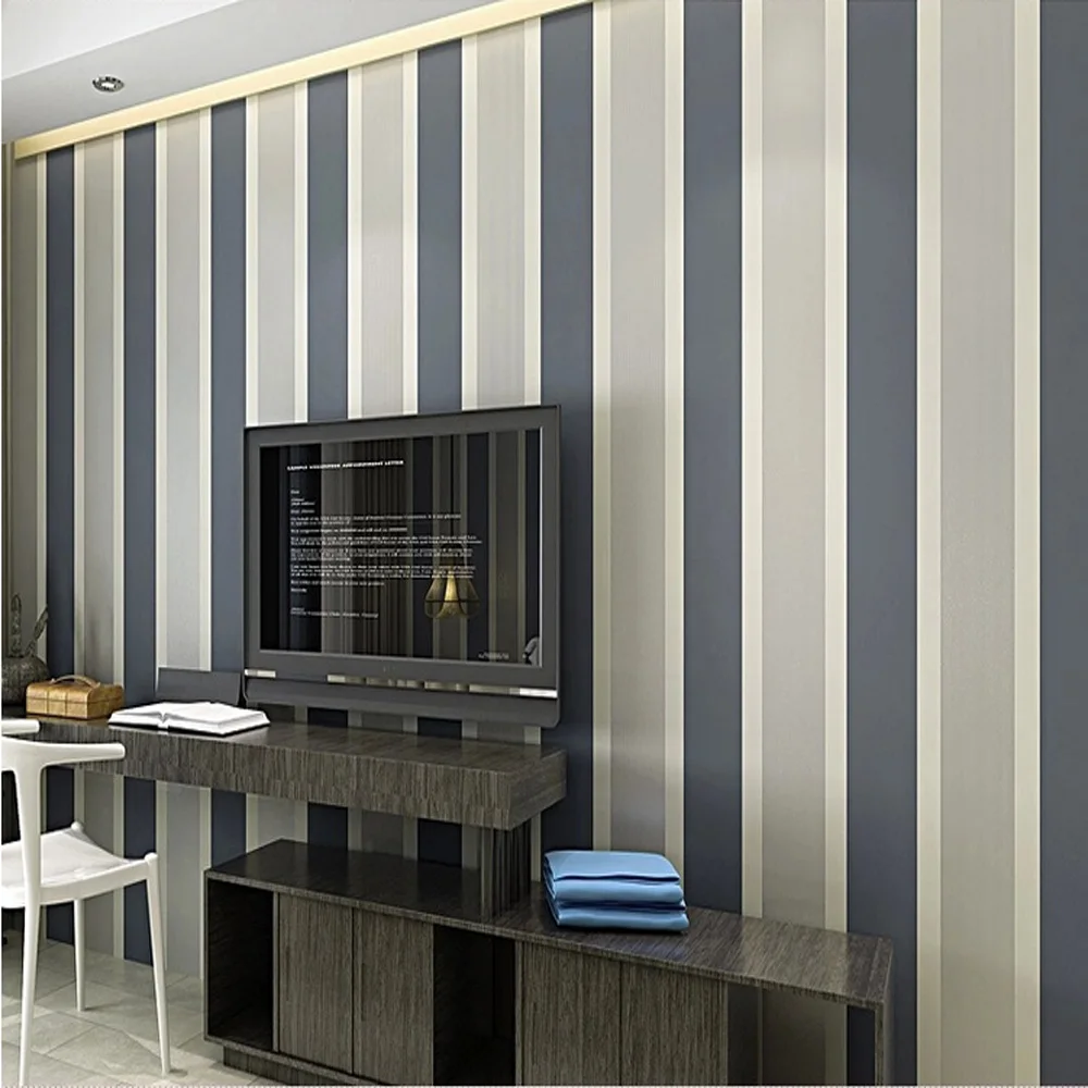 Q QIHANG High Texture Modern Minimalist Multicolor striped Non-woven Wallpaper Dark gray silver 0.53m*10m=5.3m2 | Обустройство дома