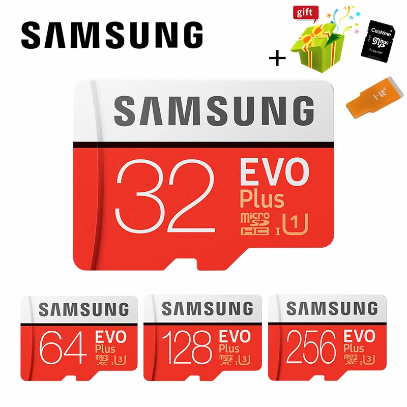 SAMSUNG Microsd 100% Оригинал 256 ГБ 128 Гб 64 32 16 8 карта памяти класс 10 EVO Plus Micro SD карты|Карты