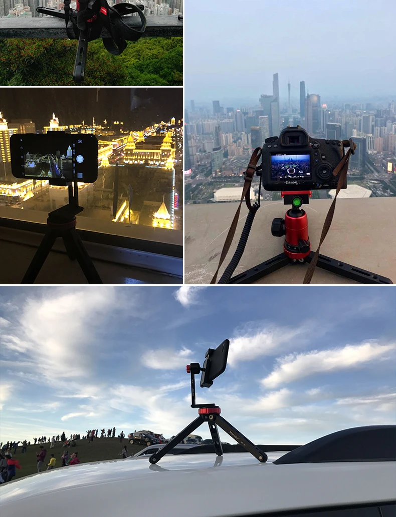 Manbily MT01 Настольный Штатив для смартфонов DSLR Камера ЧПУ Алюминий телефон клип крепления шаровой головкой Портативный мини настольный штатив