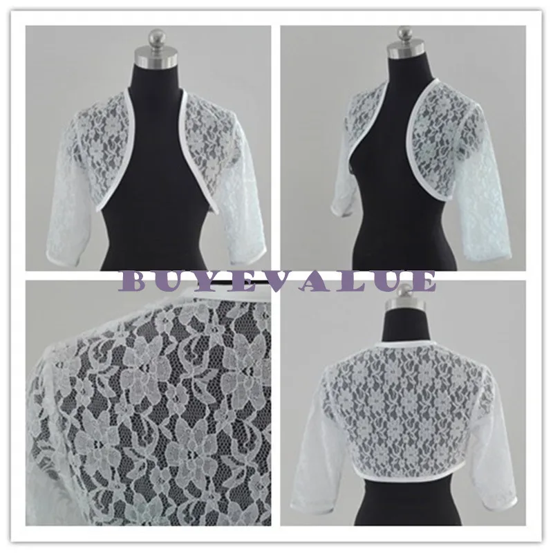 3/4 рукав кружева слоновой кости шаль болеро Свадебный жакет Болеро Обертывания