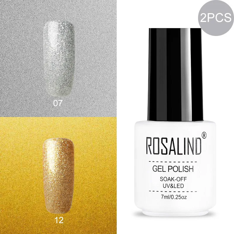 RC-2GELS-33 ROSALIND Gel Varnish Set For Manicure Hybrid Nail Art Top Coat Primer - Цвет: RC-2GELS-33