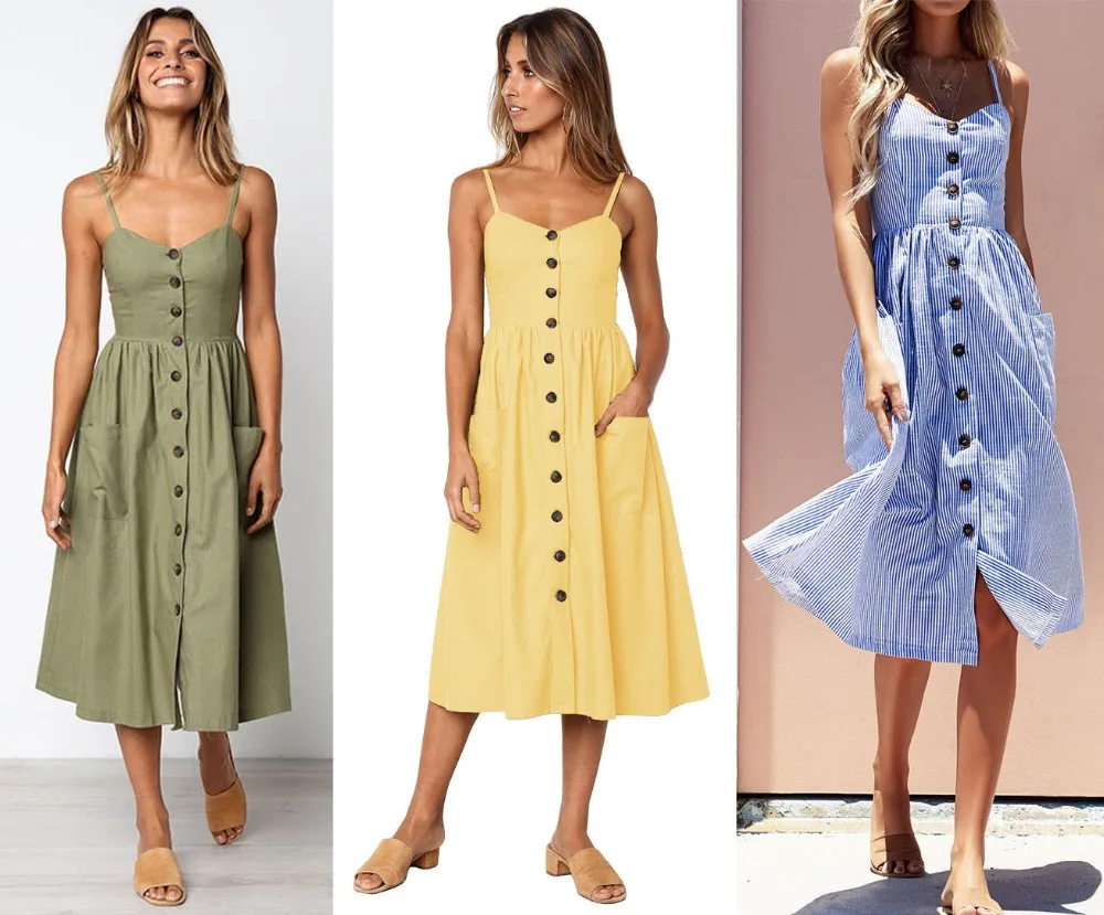 Женское винтажное платье на бретельках Летнее Длинное Платье с открытой спиной