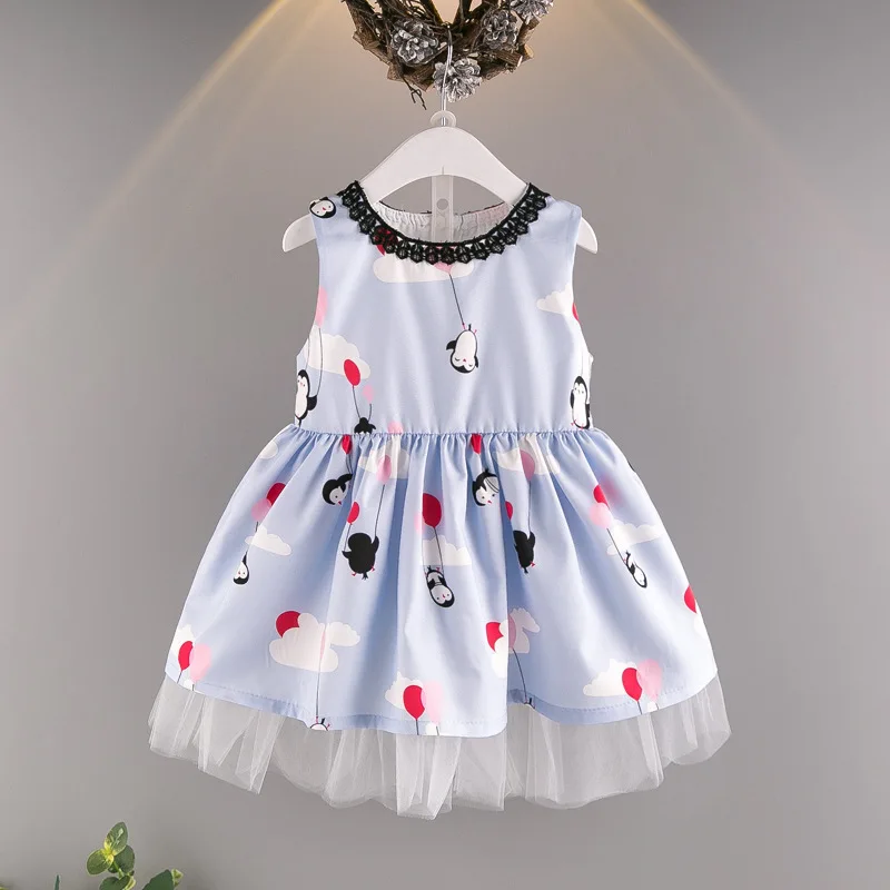 Вечернее платье принцессы для девочек новинка 2018 летнее маленьких с мультяшным