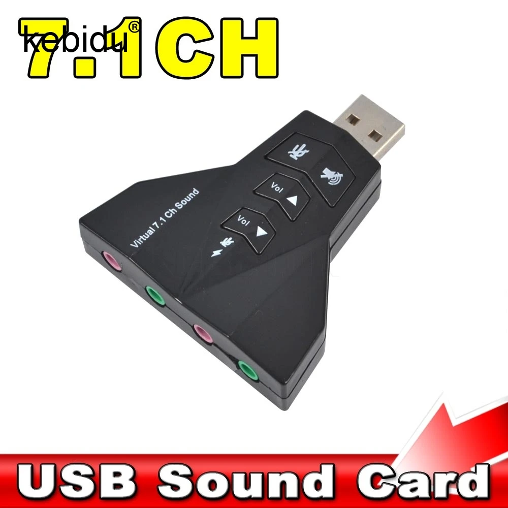 Kebidu 2 в 1 3D внешний с двумя USB Аудио Звуковая карта цифровой двойной Виртуальный 7 0